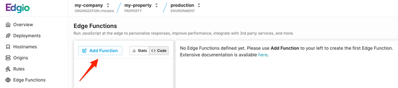 Edge Functions Create New Step 2